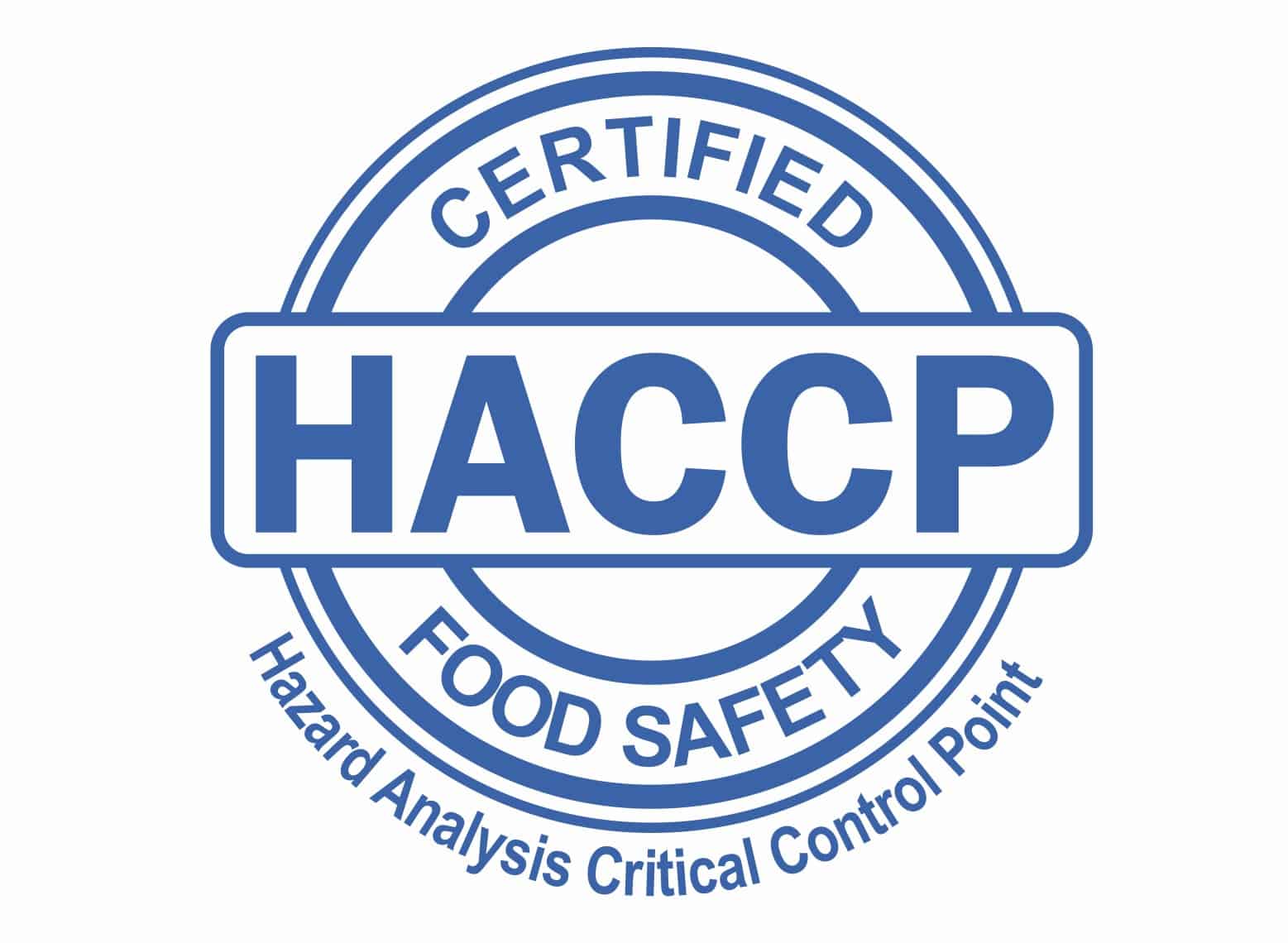 Certificación HACCP Food Safety de Pavia, que garantiza el compromiso con la seguridad y satisfacción del cliente.
