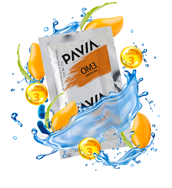 Probióticos vivos OM3 con prebiotico y omega3, sabor mango de Pavia, 30 sobres, para mejorar la concentracion