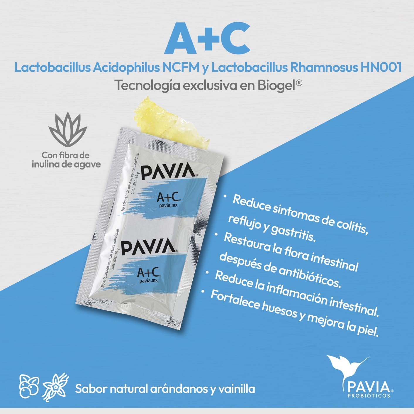 A+C | Probióticos vivos con antioxidantes y colágeno para el alivio estomacal | 30 sobres