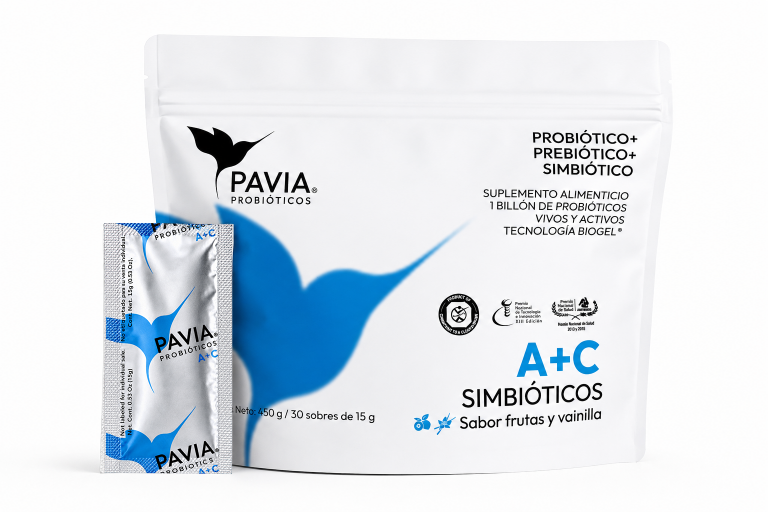 A+C | Probióticos vivos con antioxidantes y colágeno para el alivio estomacal | 30 sobres