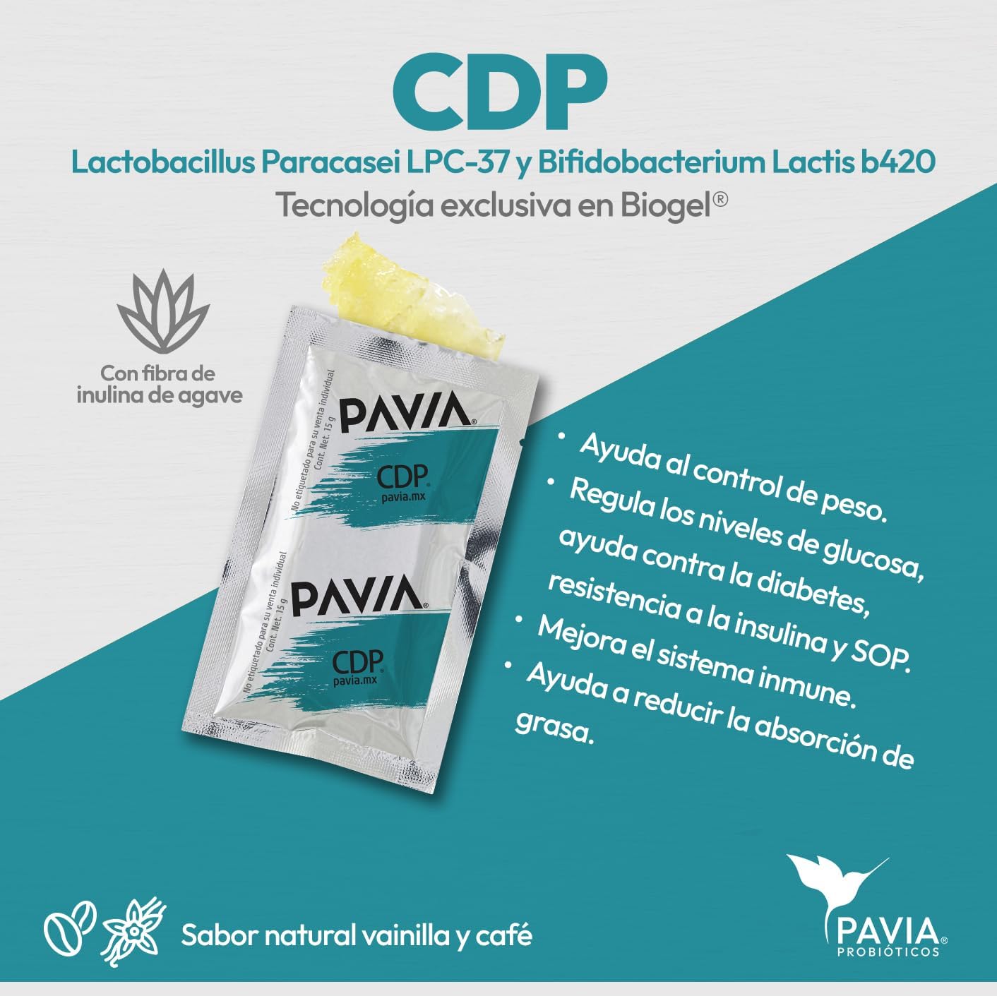 CDP | Probióticos vivos con extracto de café verde para control de peso | 30 sobres