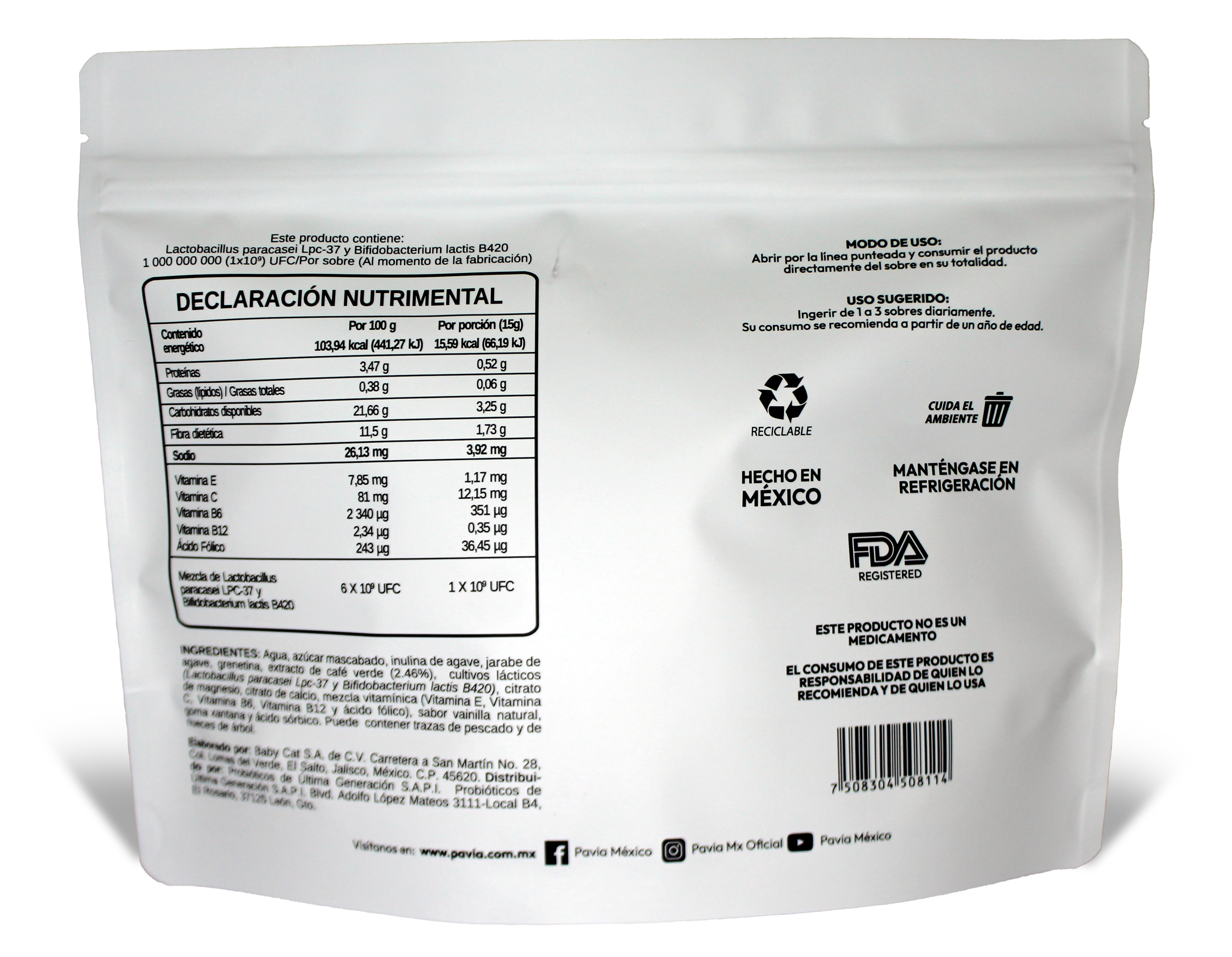 CDP | Probióticos vivos con extracto de café verde para control de peso | 30 sobres