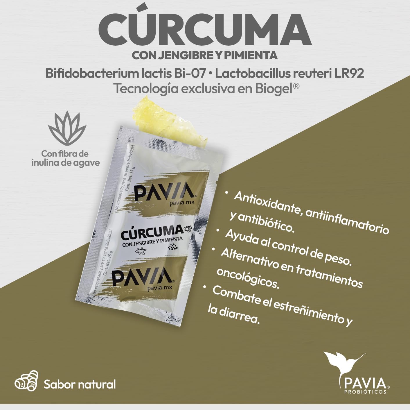 Cúrcuma, pimienta, jengibre | Probióticos vivos para desinflamar | 30 sobres