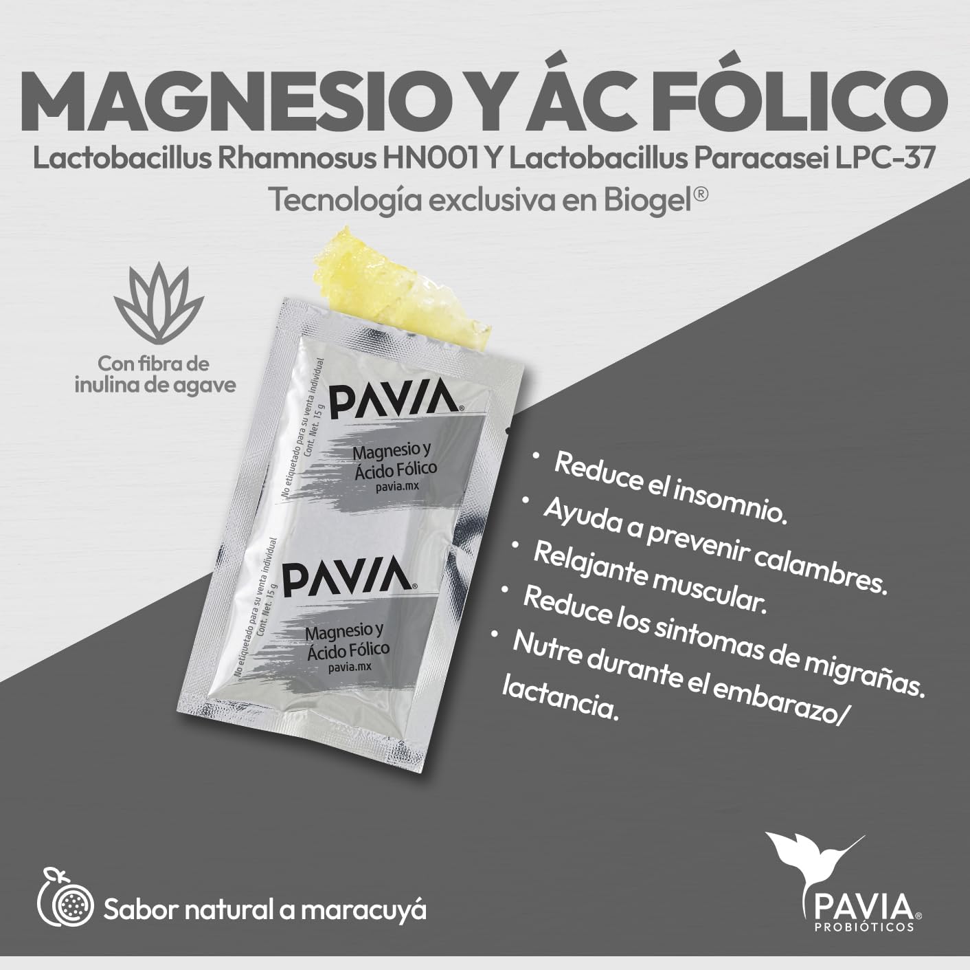 Magnesio y ácido fólico | Probióticos vivos para tus músculos | 30 sobres | Sabor maracuyá
