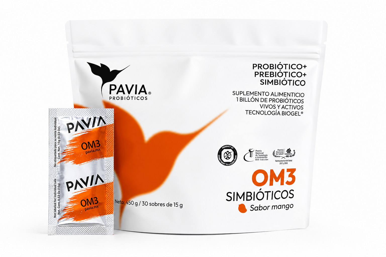 OM3 | Probióticos vivos omega 3 para mejorar la concentración | 30 sobres | Sabor mango