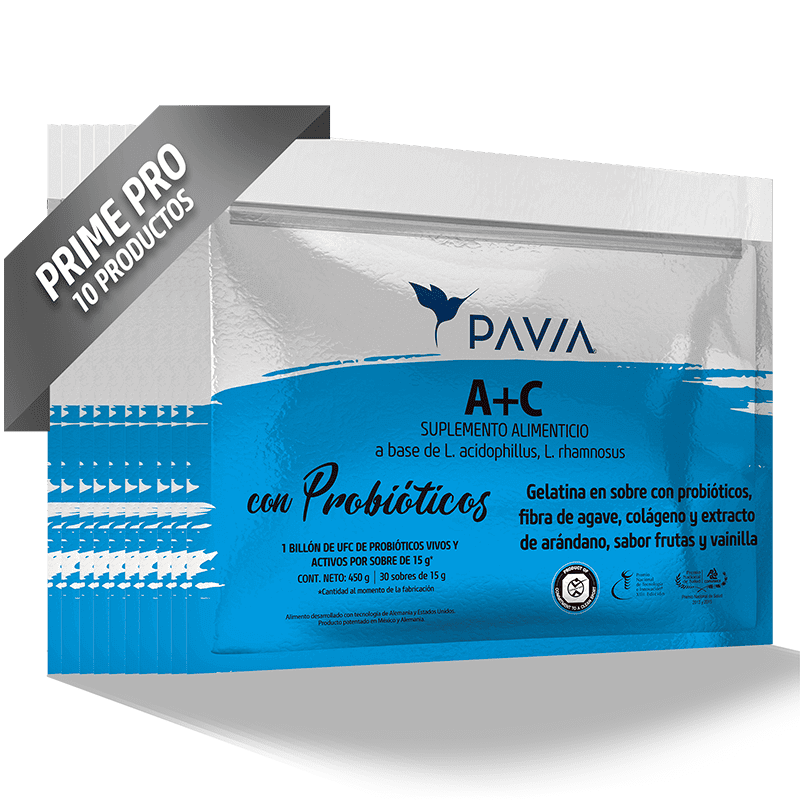 probiotico a+c con colageno, ahorra con compra mensual con prime pro de pavia